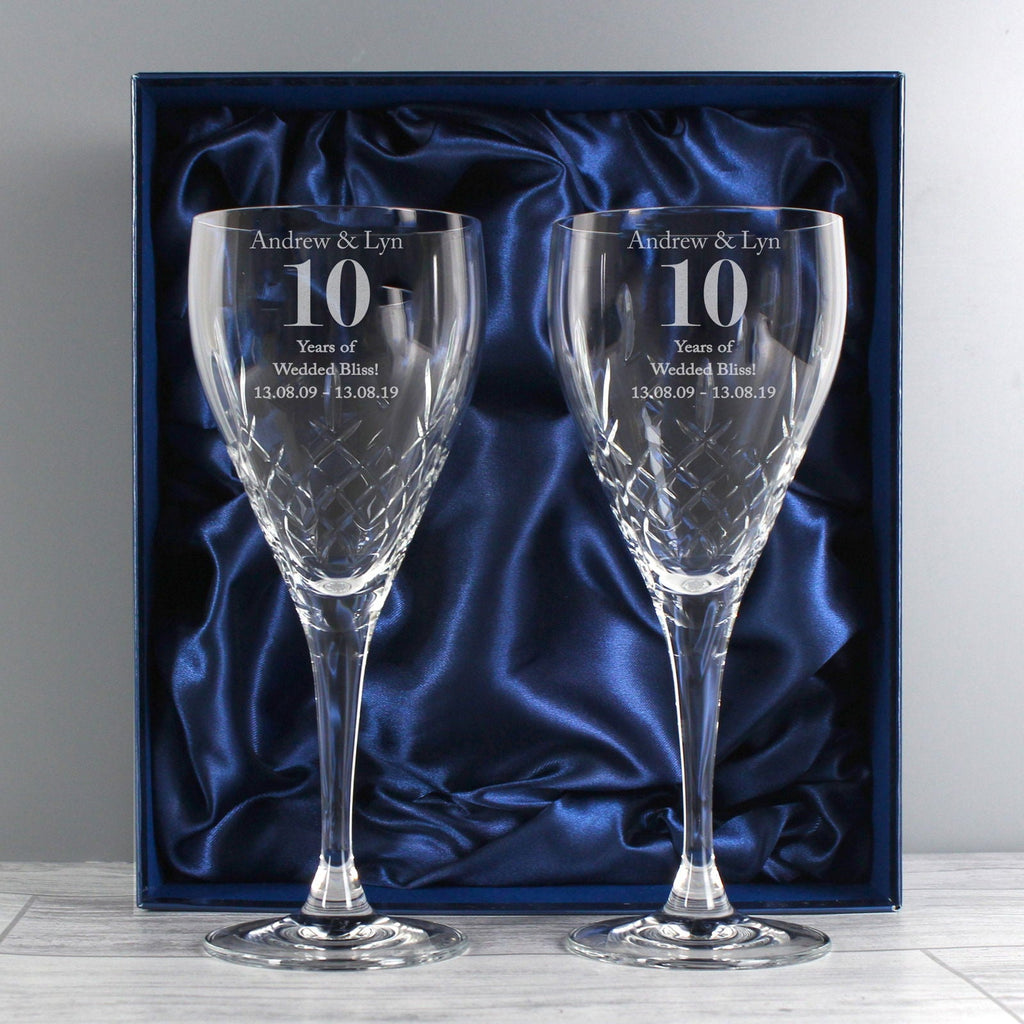 Personalised Anniversary Pair Of Crystal Wine Glasses