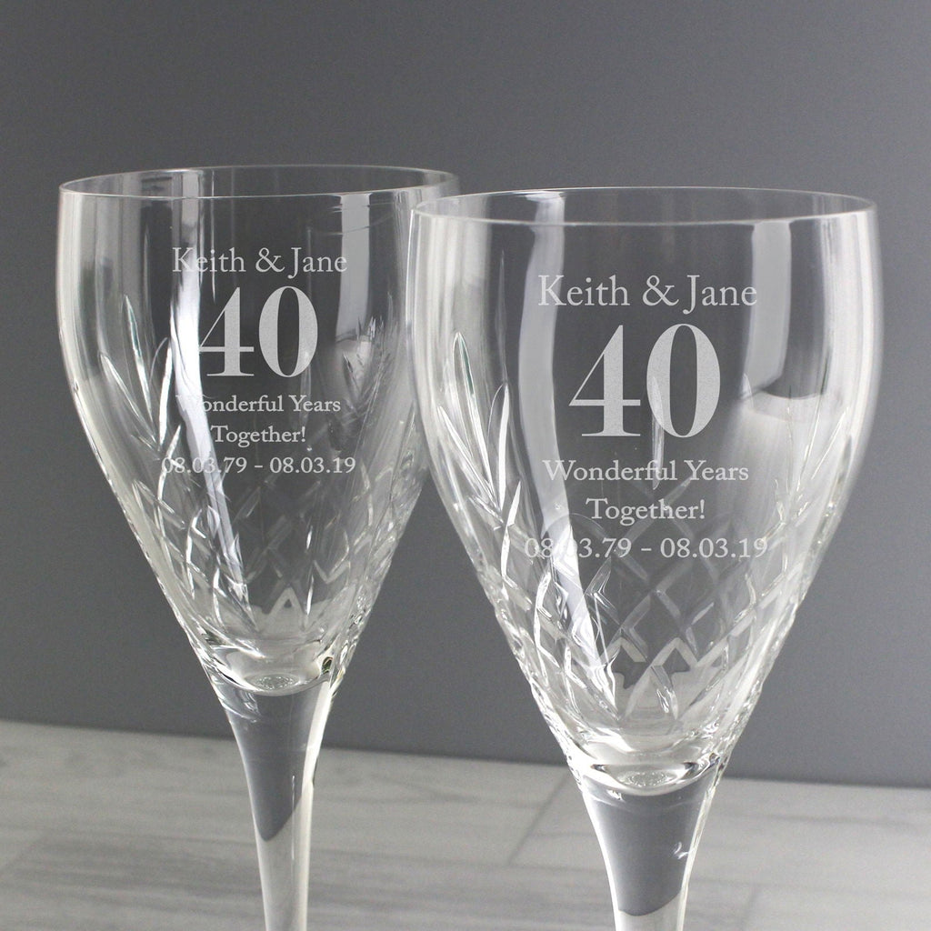 Personalised Anniversary Pair Of Crystal Wine Glasses