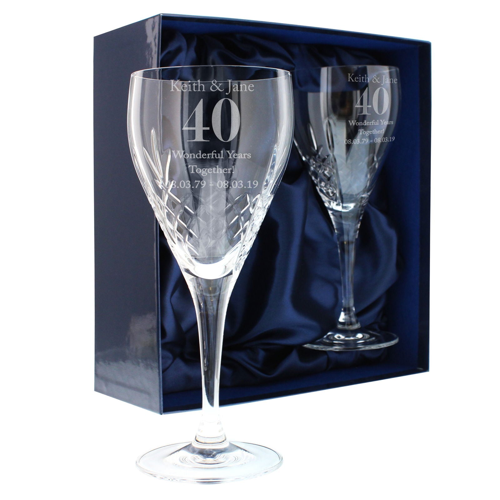 Personalised Anniversary Pair Of Crystal Wine Glasses