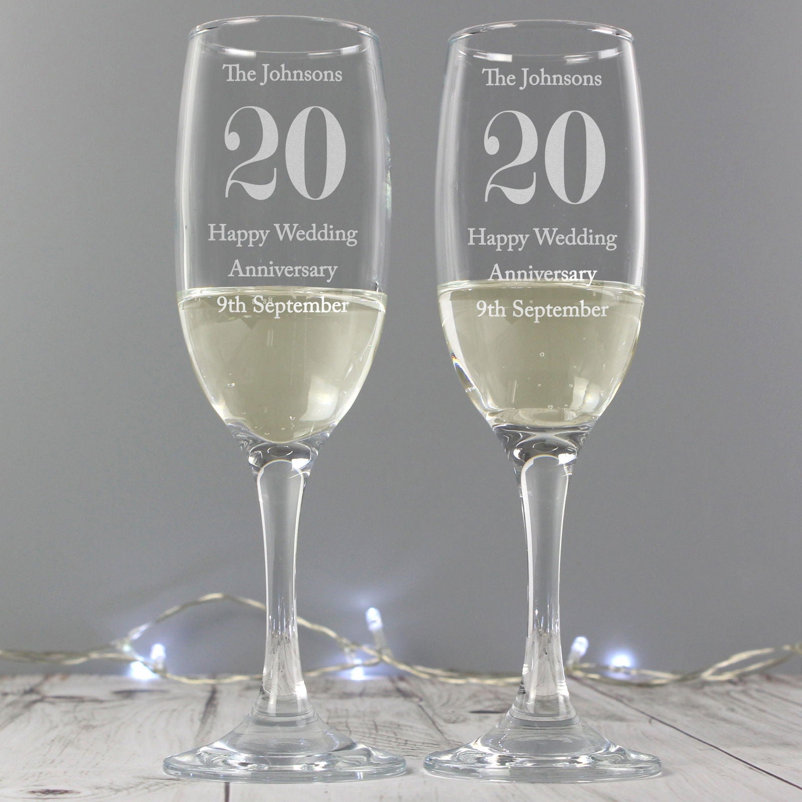 Personalised Anniversary Pair Of Flutes With Gift Box