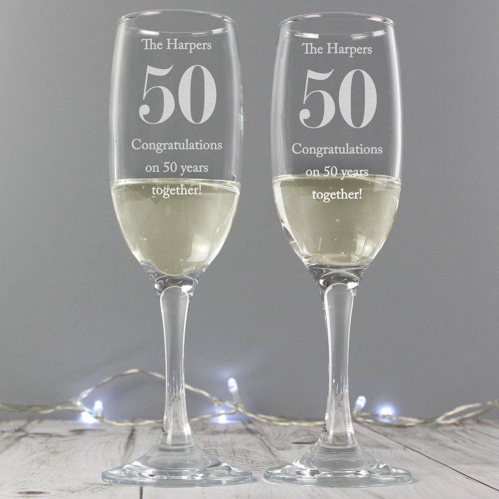 Personalised Anniversary Pair Of Flutes With Gift Box