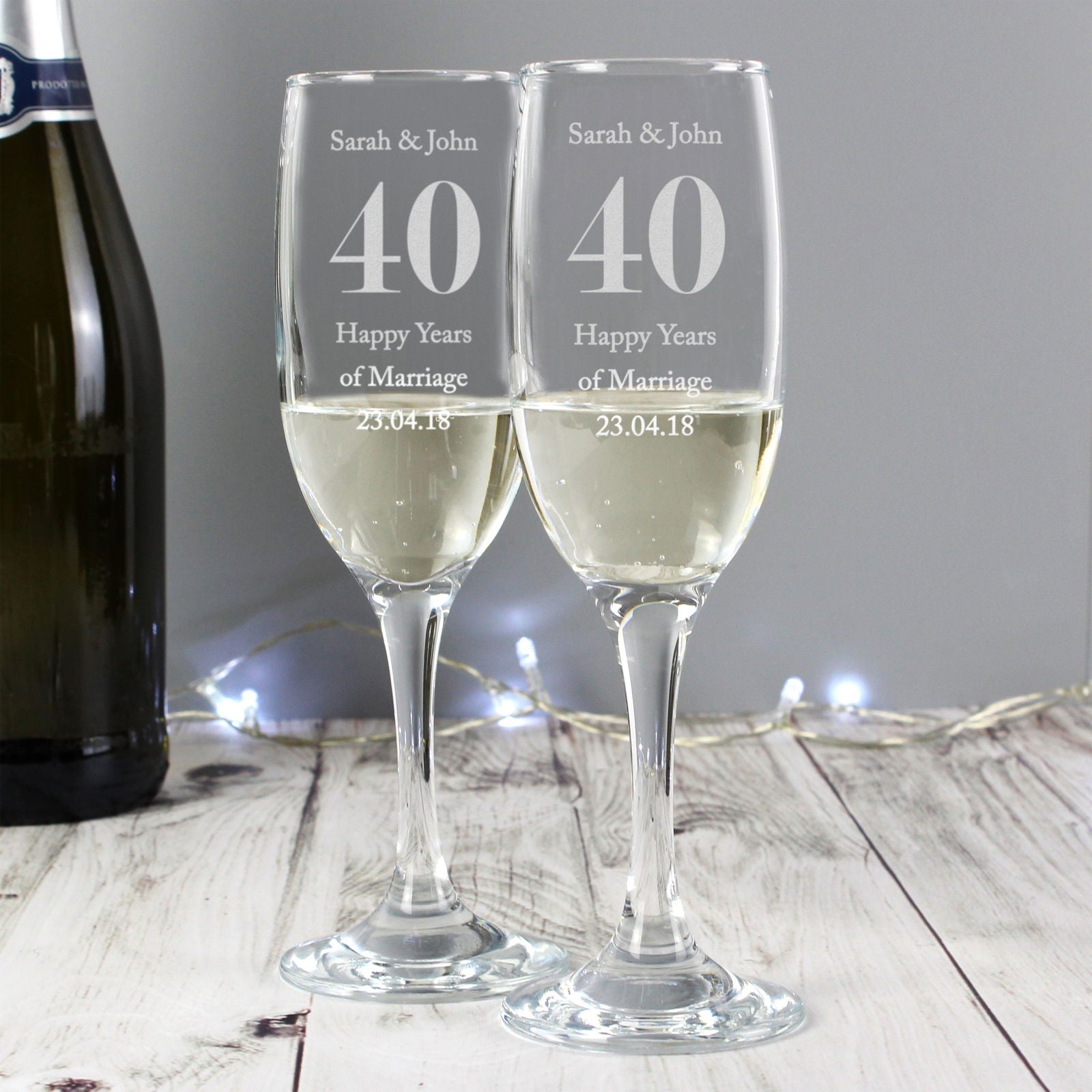 Personalised Anniversary Pair Of Flutes With Gift Box