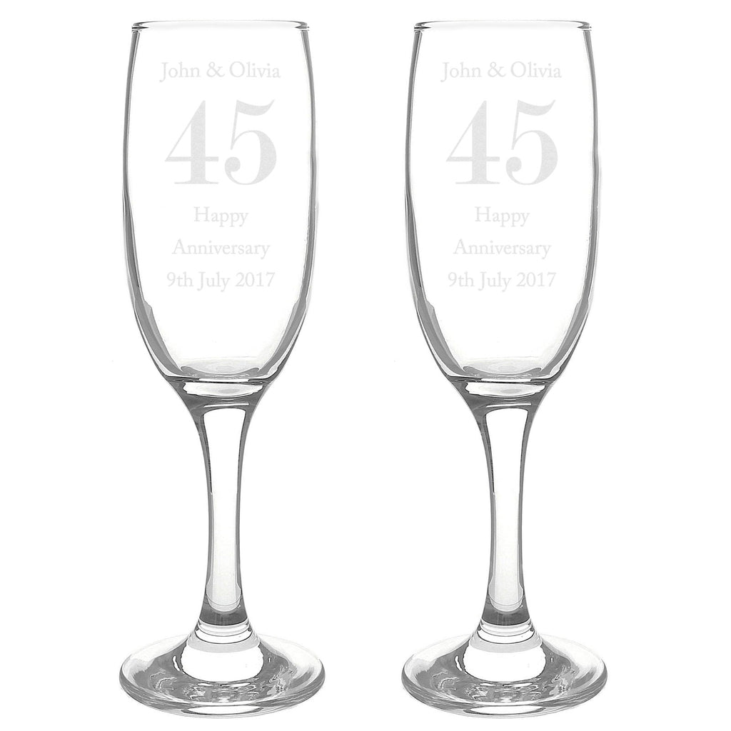 Personalised Anniversary Pair Of Flutes With Gift Box