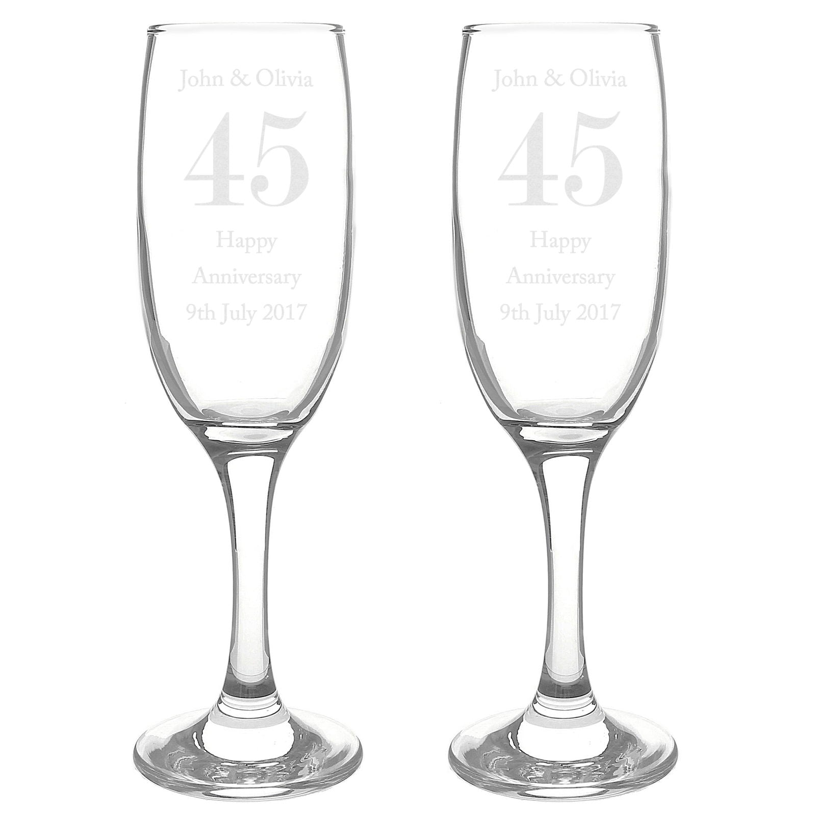 Personalised Anniversary Pair Of Flutes With Gift Box
