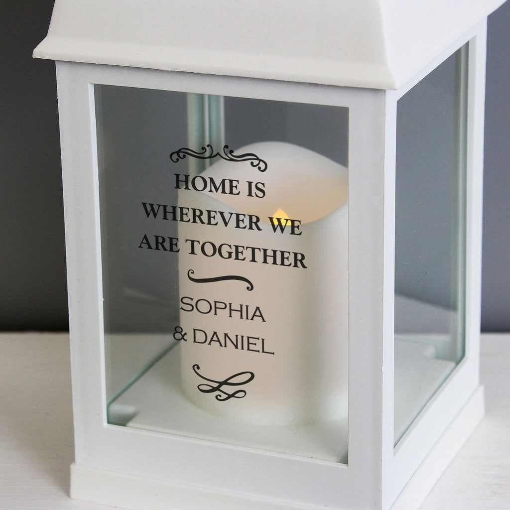 Personalised Antique Scroll White Lantern