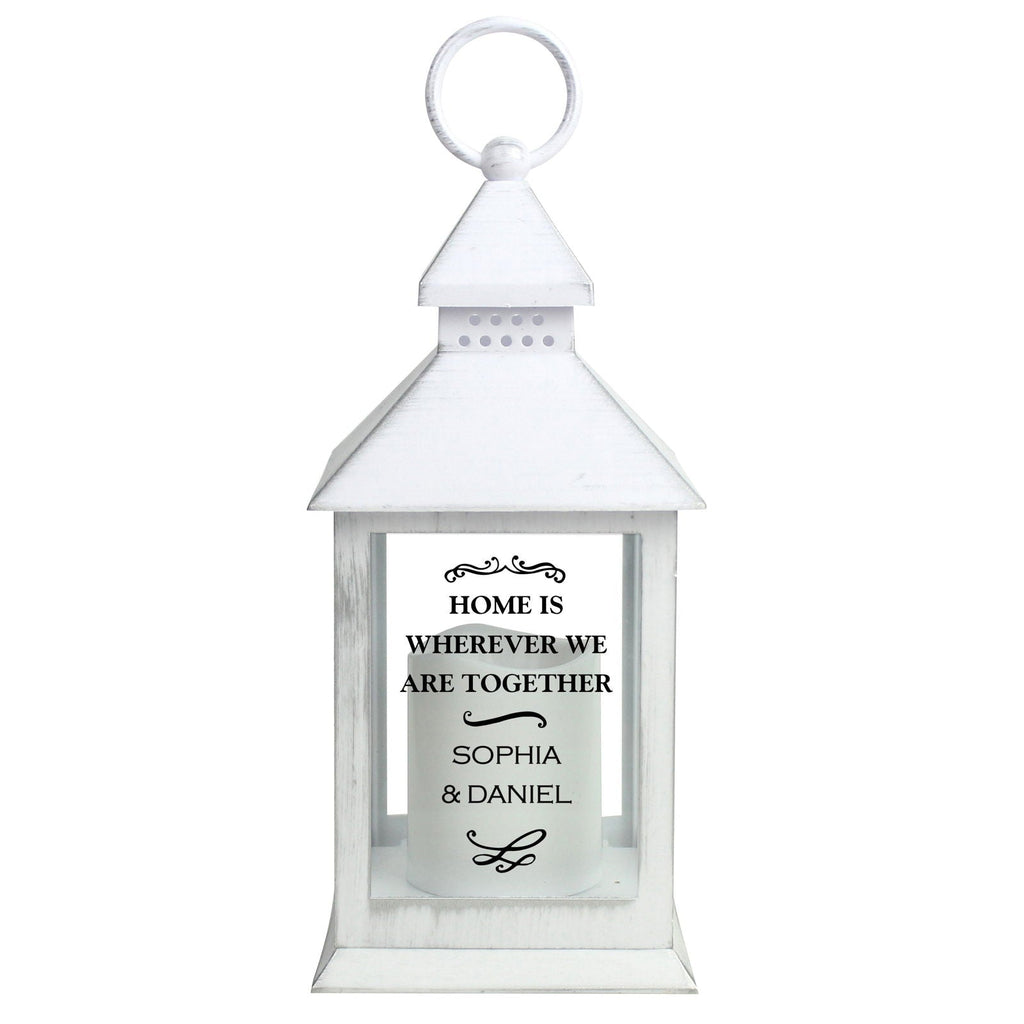 Personalised Antique Scroll White Lantern