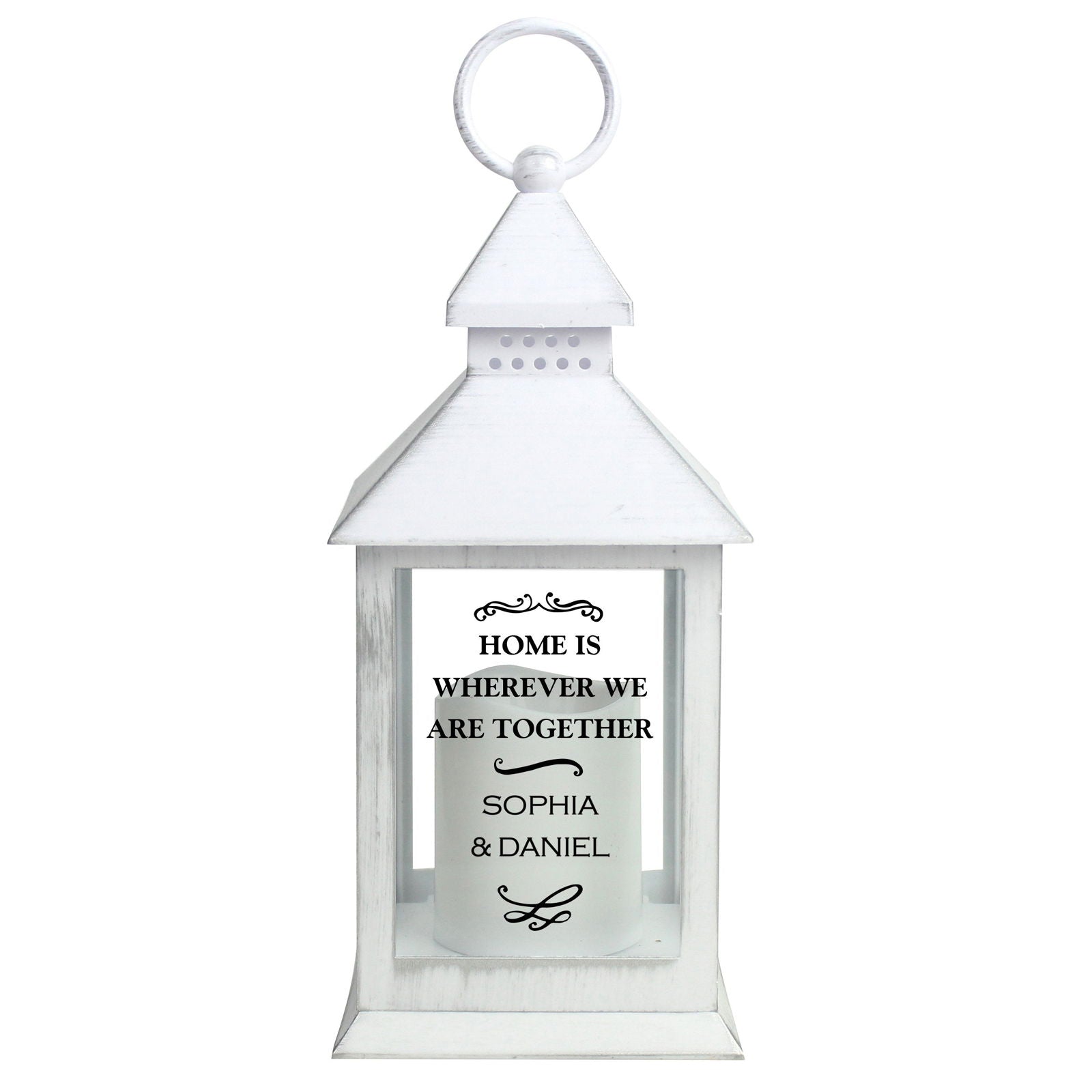 Personalised Antique Scroll White Lantern