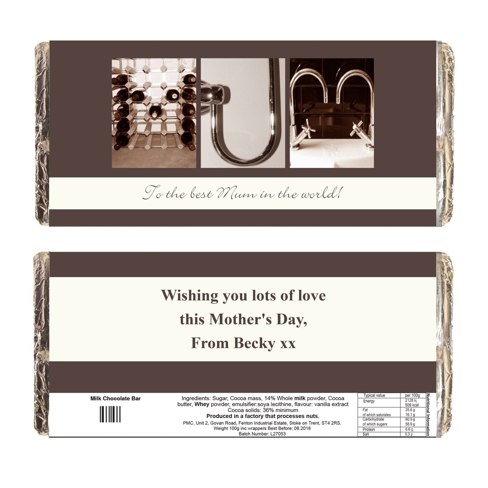 Personalised Any Message Affection Art Milk Chocolate Bar