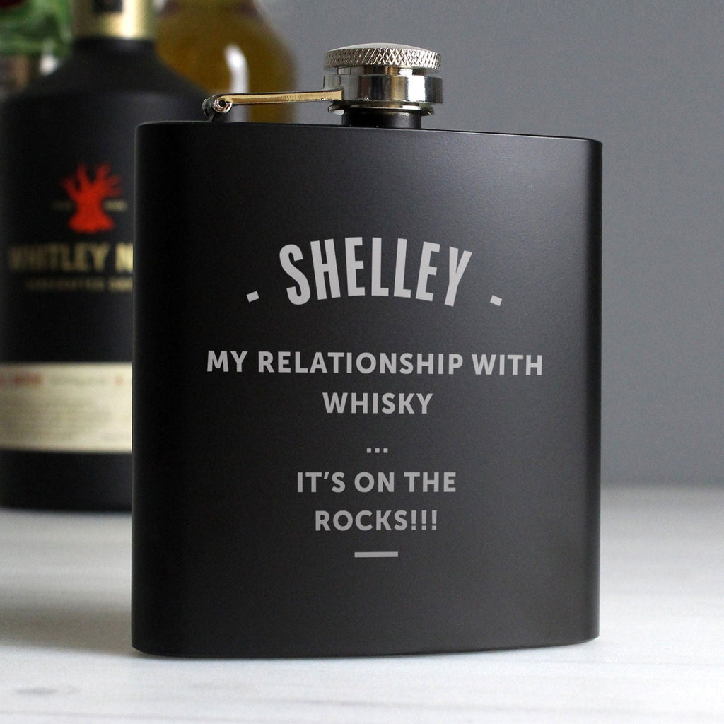 Personalised Any Message Black Hip Flask