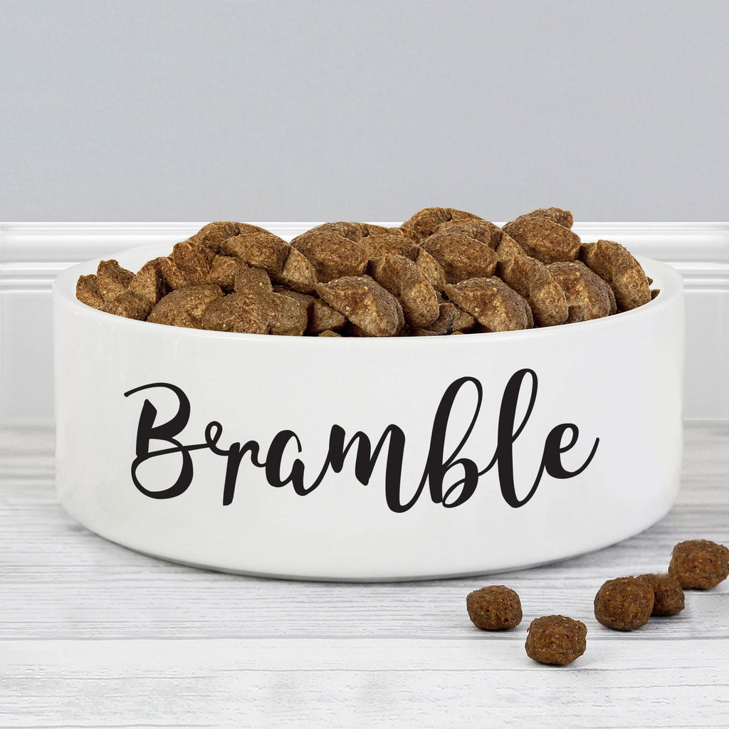 Personalised Any Name 14Cm Medium White Pet Bowl
