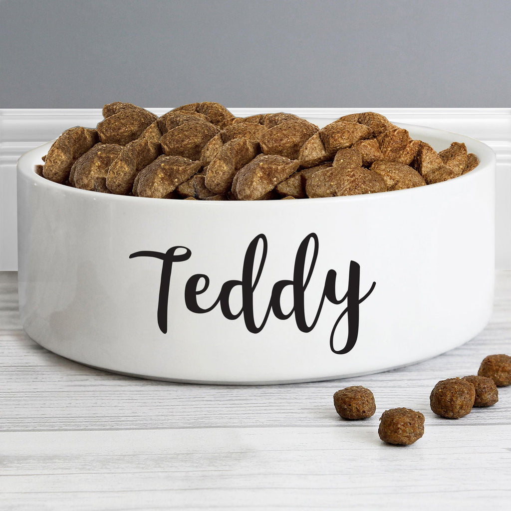 Personalised Any Name 14Cm Medium White Pet Bowl