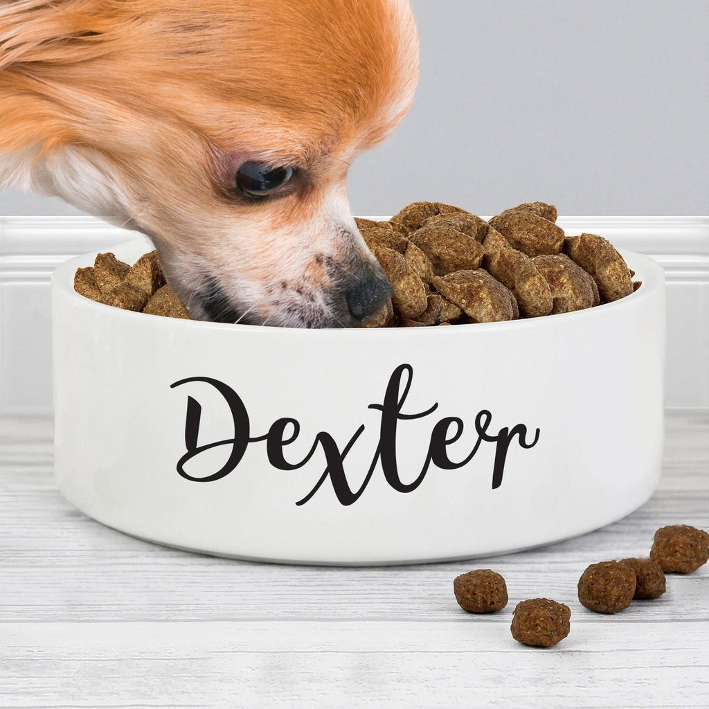 Personalised Any Name 14Cm Medium White Pet Bowl