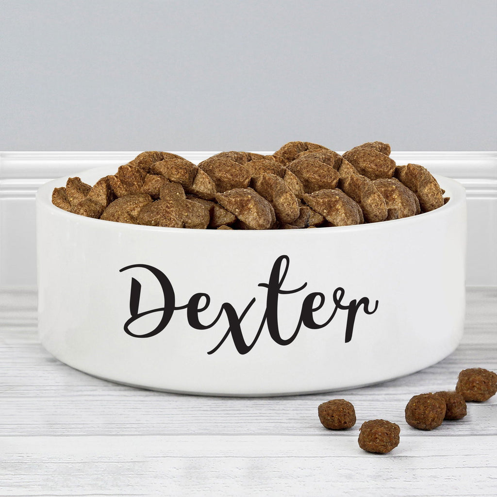 Personalised Any Name 14Cm Medium White Pet Bowl