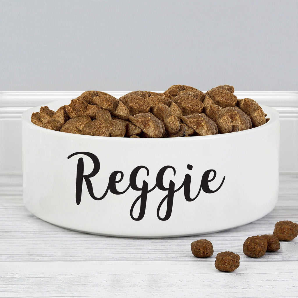 Personalised Any Name 14Cm Medium White Pet Bowl