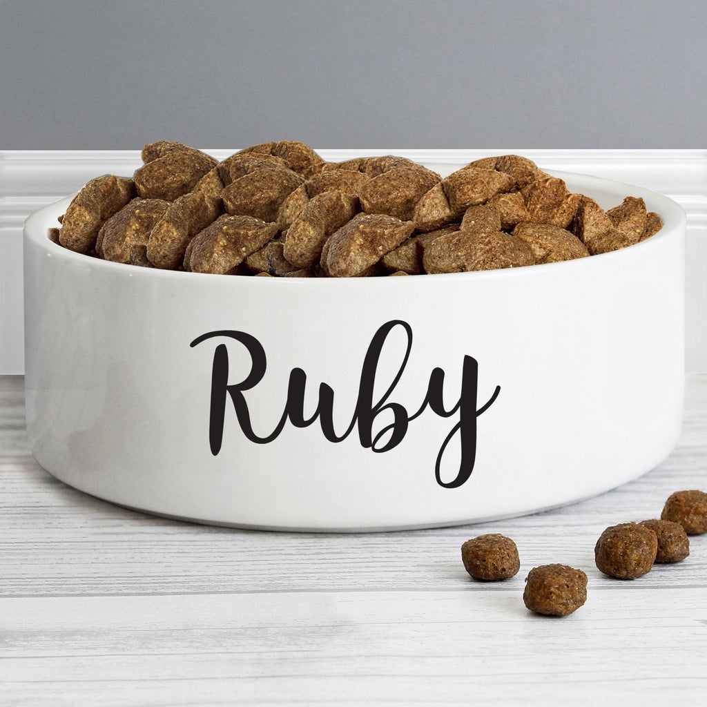 Personalised Any Name 14Cm Medium White Pet Bowl