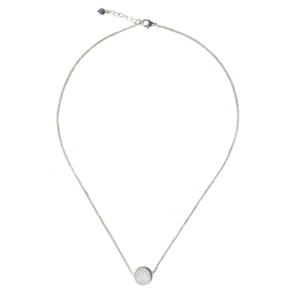 Personalised Aquarius Zodiac Star Sign Silver Tone Necklace (January 20th - February 18th)