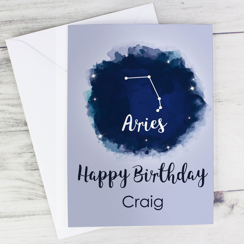 Personalised Aries Zodiac Star Sign Card (March 21st-April 19th)