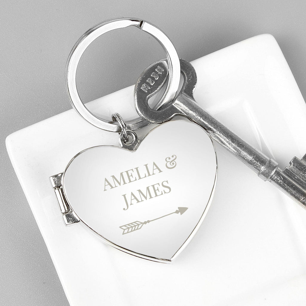 Personalised Arrow Heart Photoframe Keyring