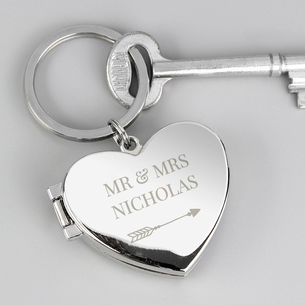 Personalised Arrow Heart Photoframe Keyring