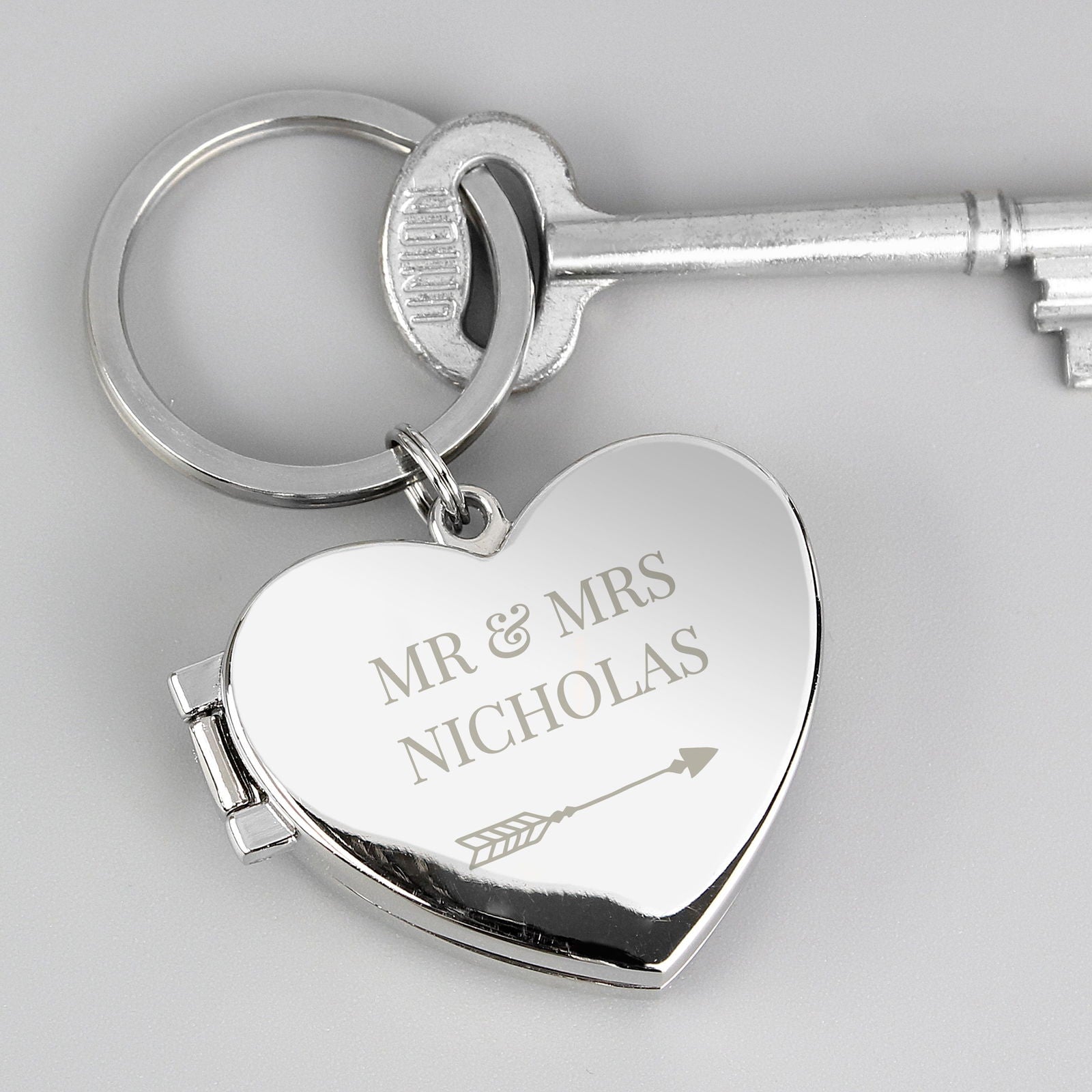 Personalised Arrow Heart Photoframe Keyring
