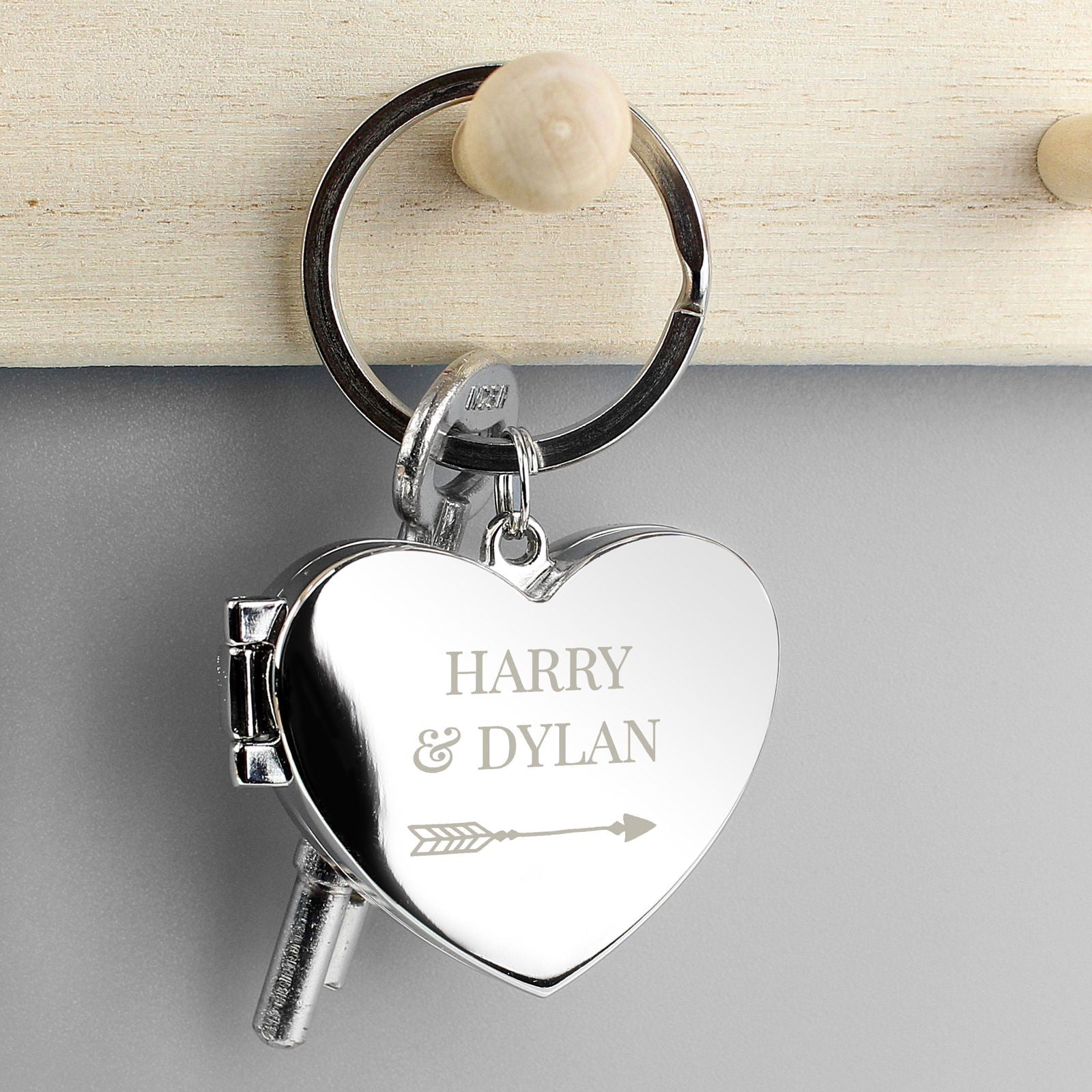 Personalised Arrow Heart Photoframe Keyring