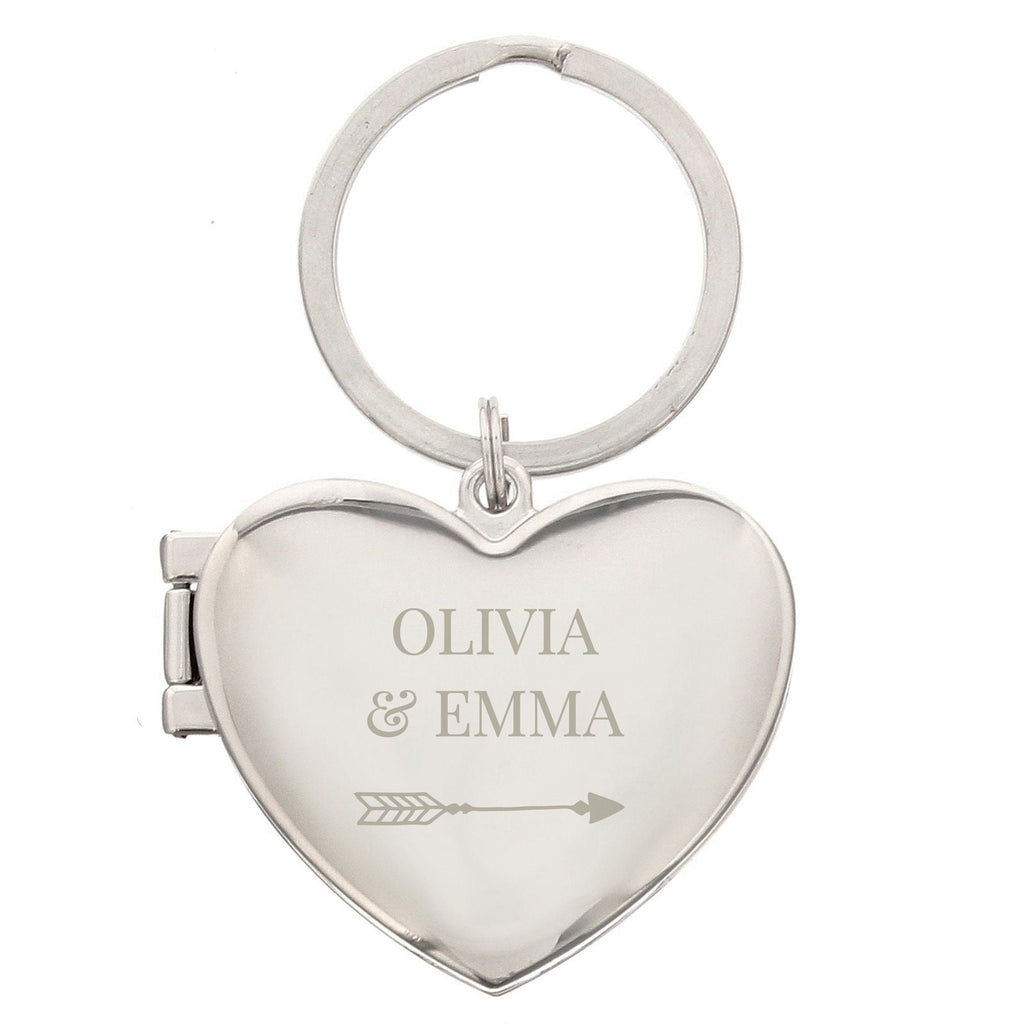 Personalised Arrow Heart Photoframe Keyring