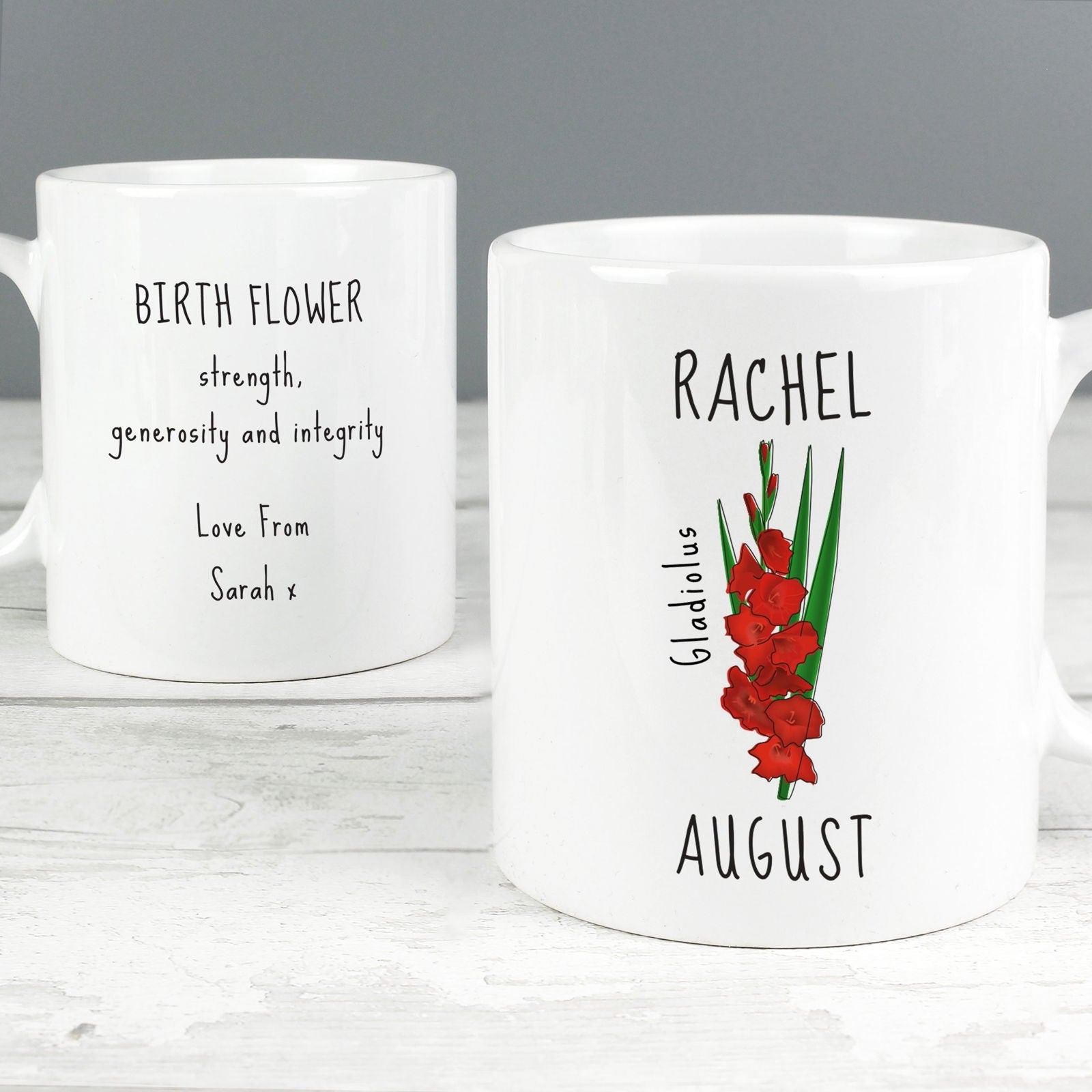 Personalised August Birth Flower - Gladioli Mug