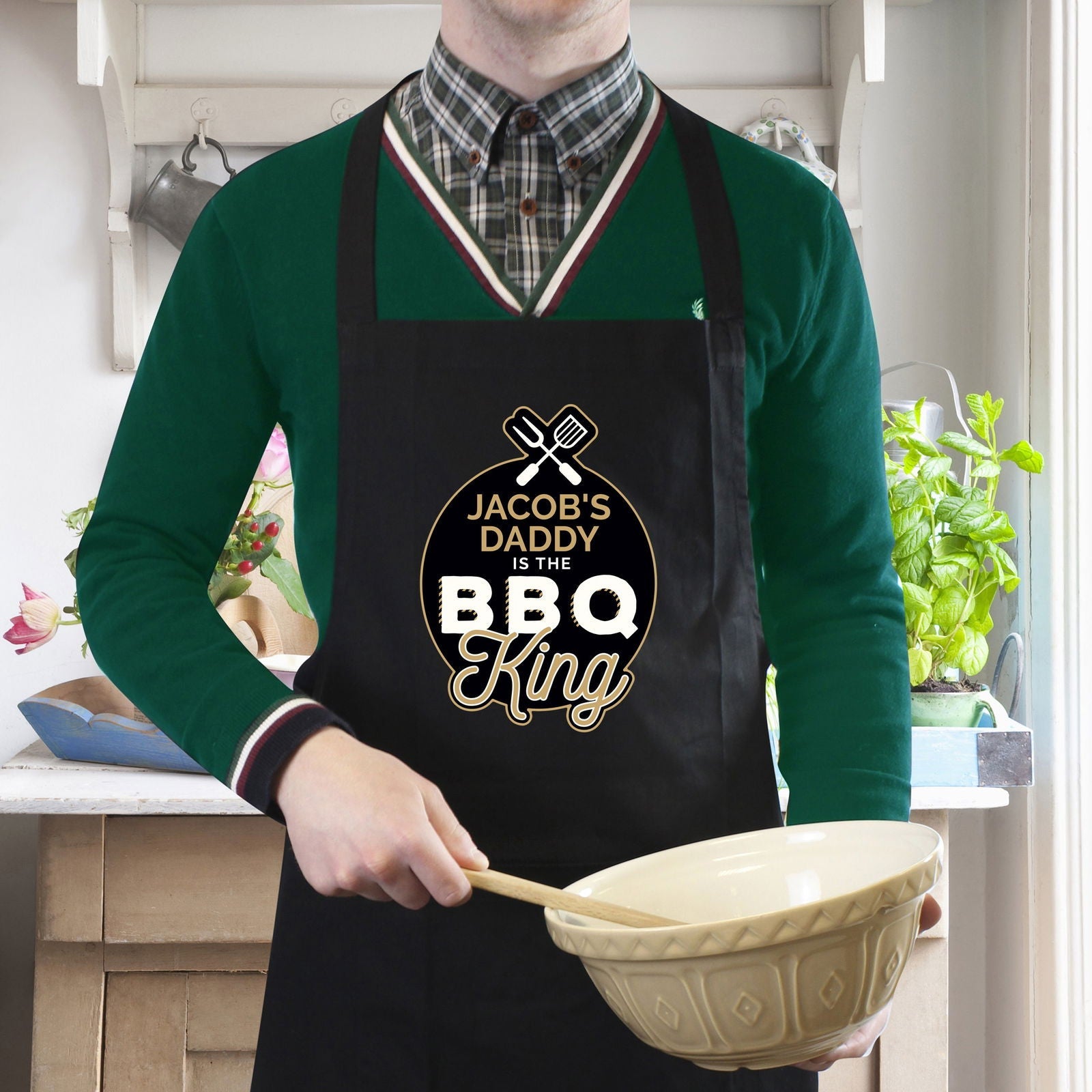 Personalised Bbq King Black Apron
