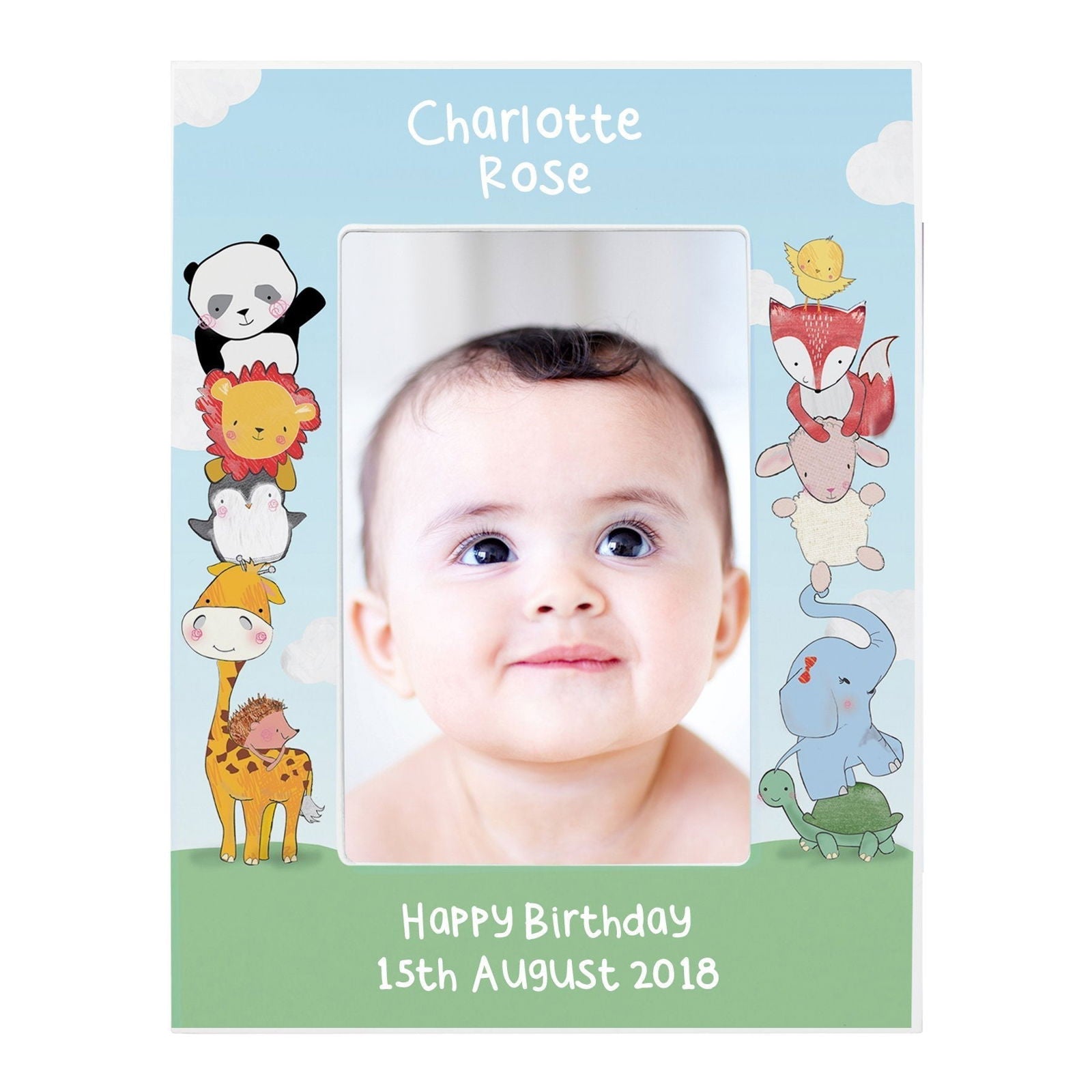 Personalised Baby Animals 6x4 Inch Wooden Photo Frame