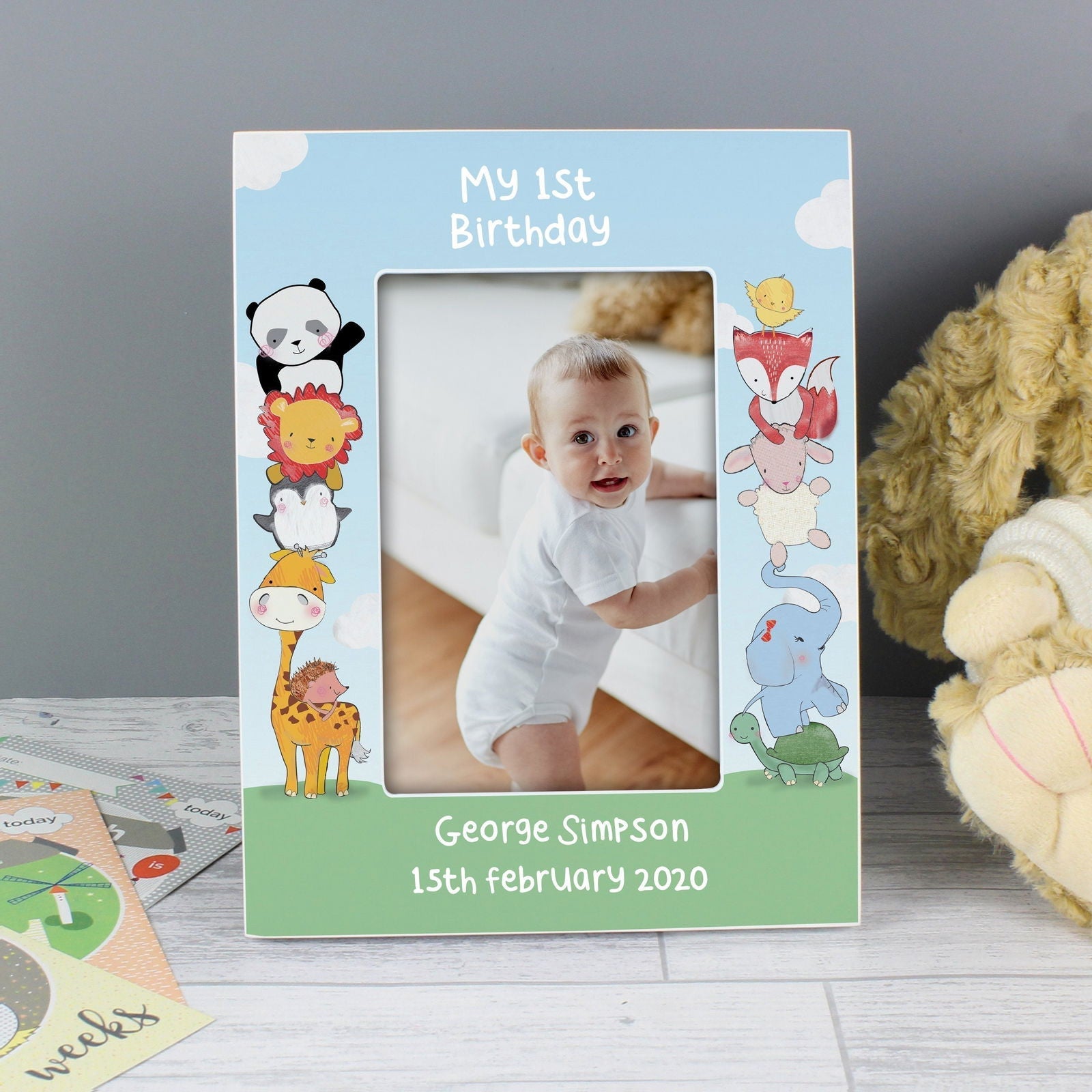 Personalised Baby Animals 6x4 Inch Wooden Photo Frame