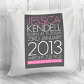 Personalised Baby Cushion Cover In Pink