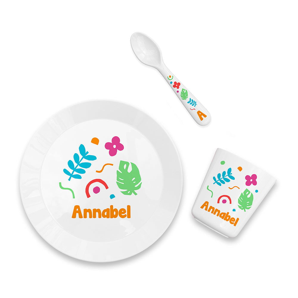 Personalised Baby Dinner Set - Colourful Shapes 