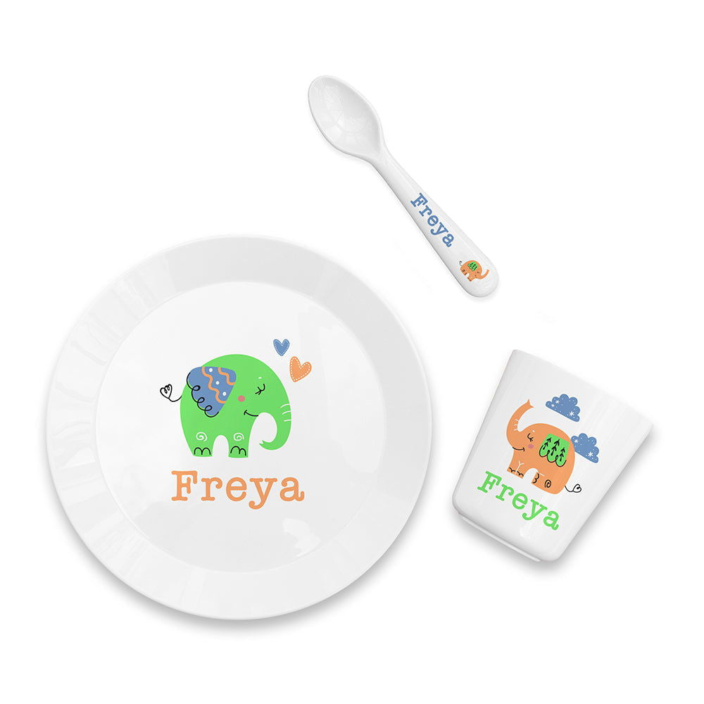 Personalised Baby Dinner Set - Elephant 