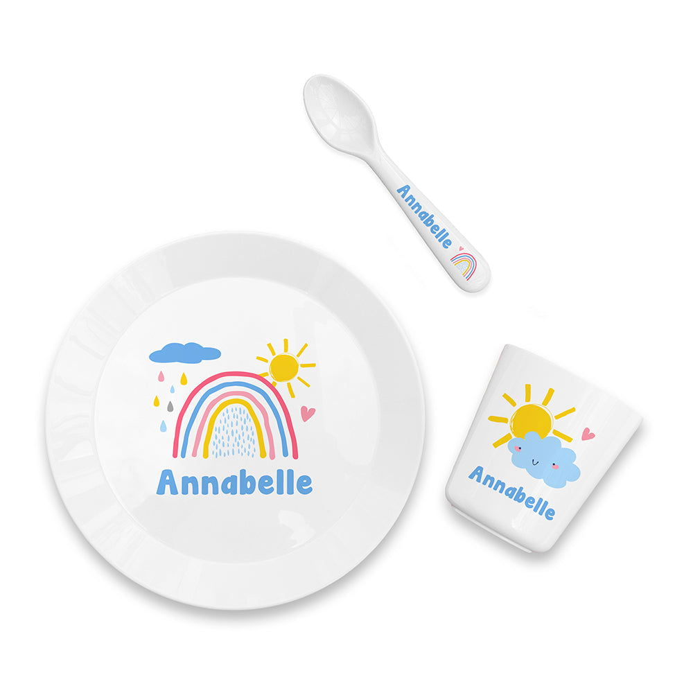 Personalised Baby Dinner Set - Pastel Sky