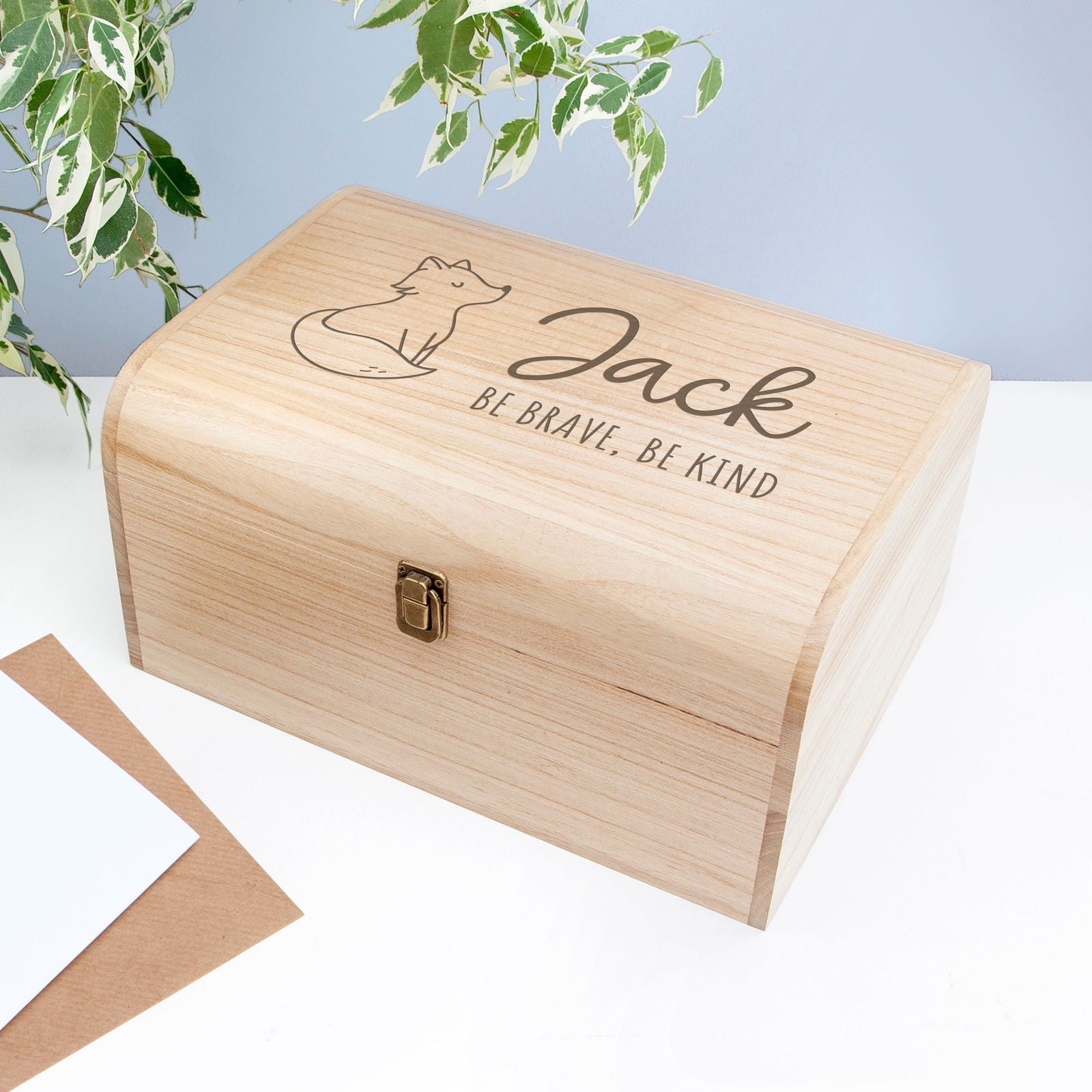 Personalised Baby Fox Keepsake Wooden Chest