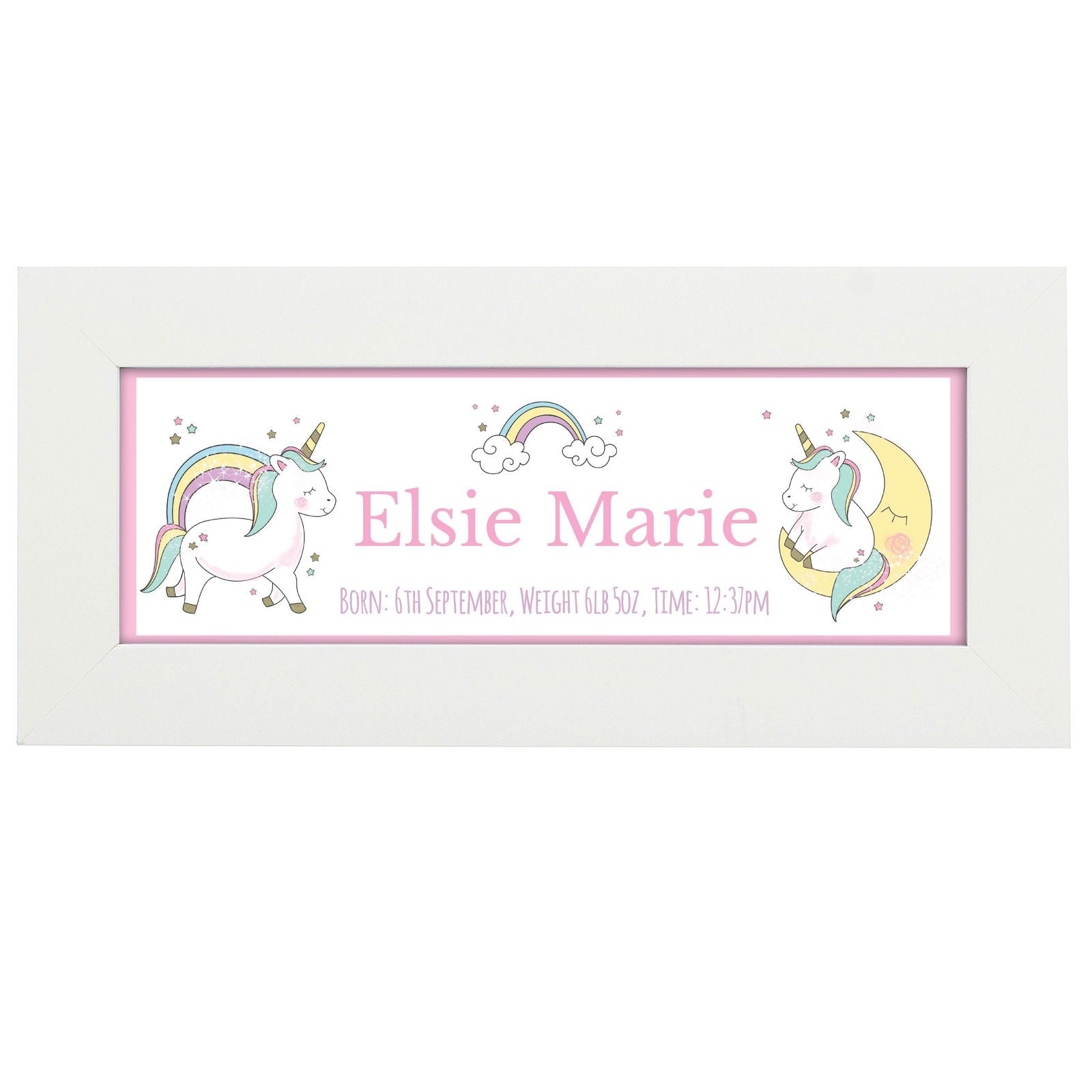Personalised Baby Unicorn Name Frame