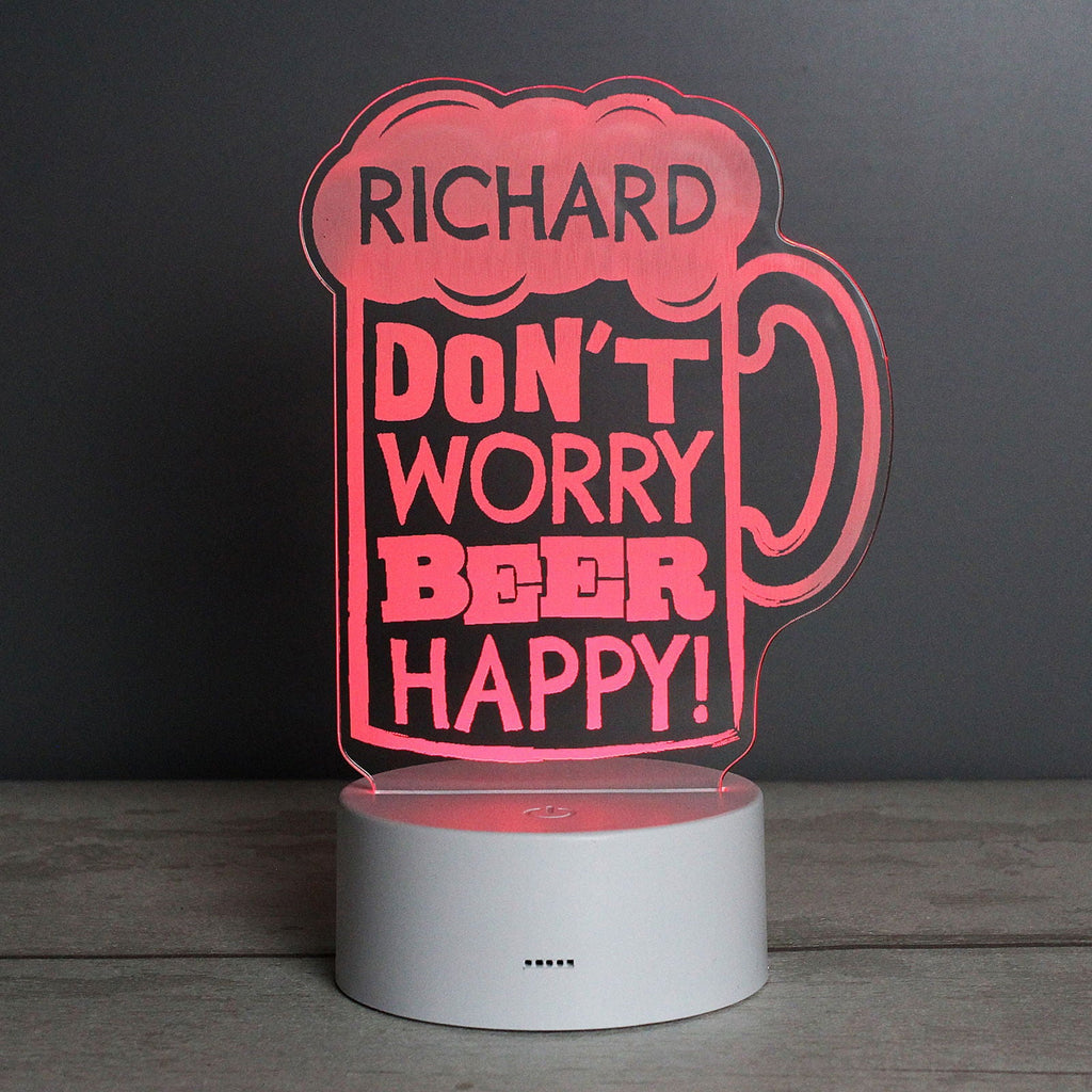 Personalised "Beer Happy"  LED Colour Changing Light
