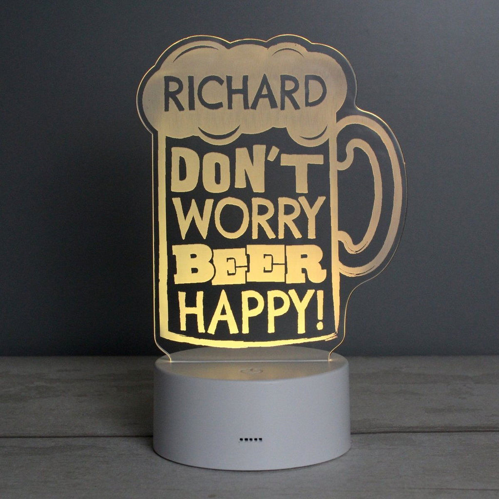 Personalised "Beer Happy"  LED Colour Changing Light