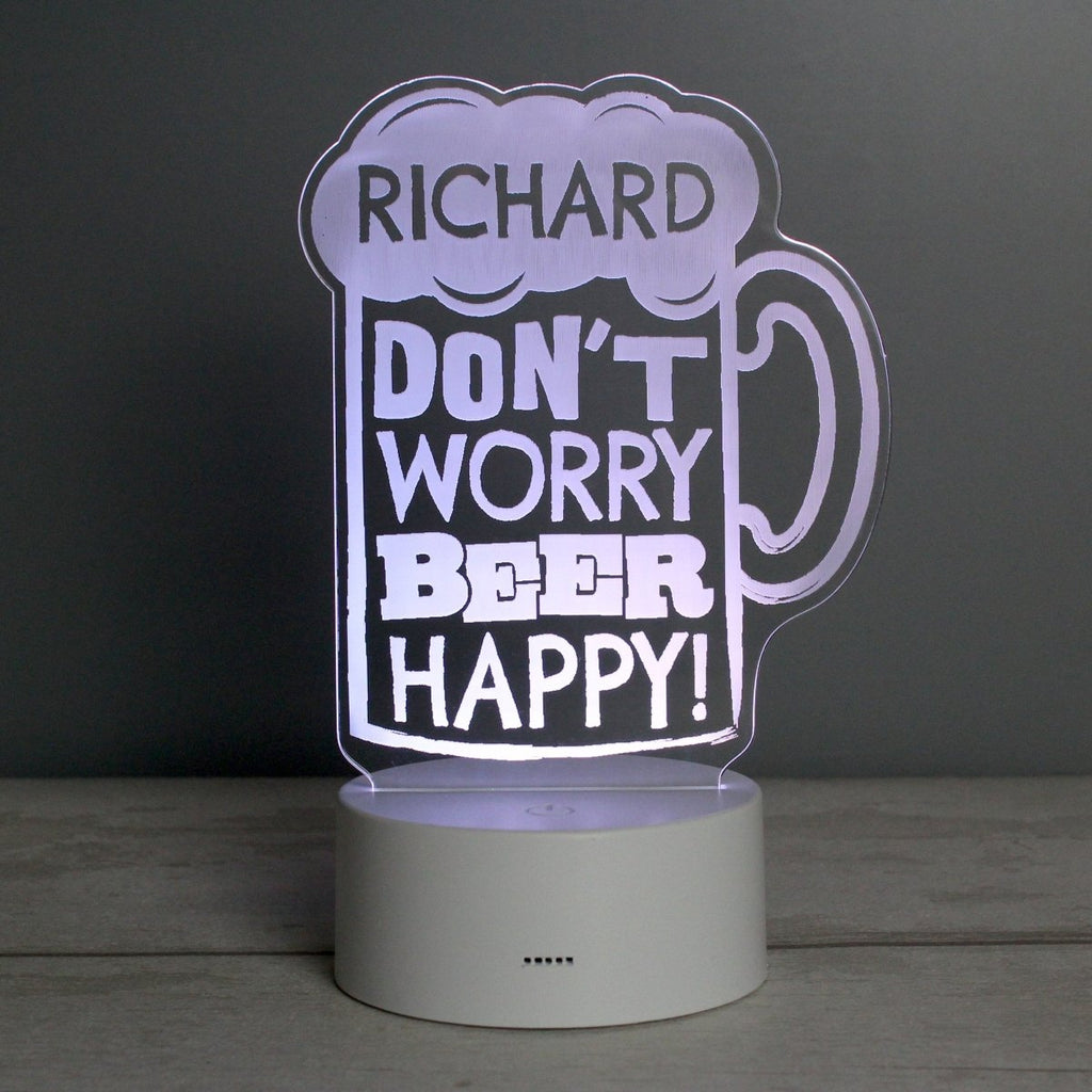 Personalised "Beer Happy"  LED Colour Changing Light