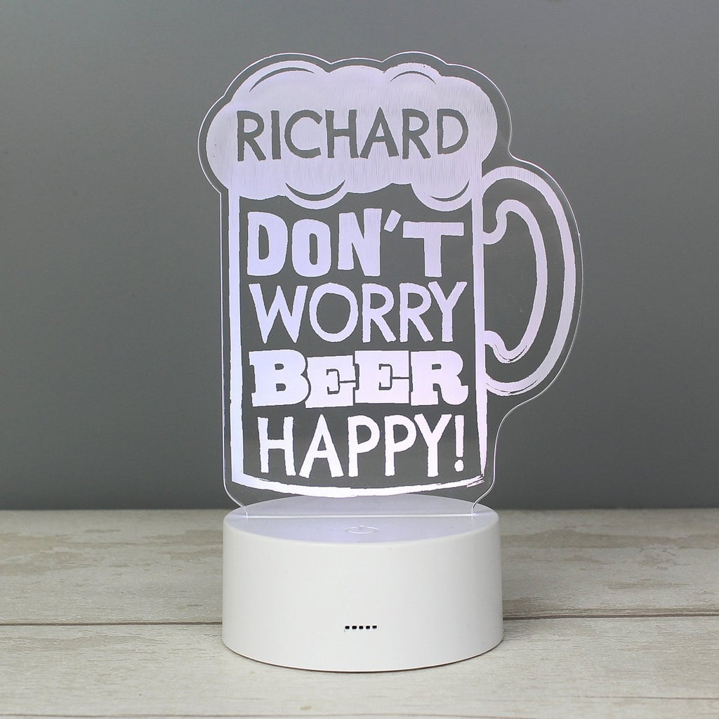 Personalised "Beer Happy"  LED Colour Changing Light
