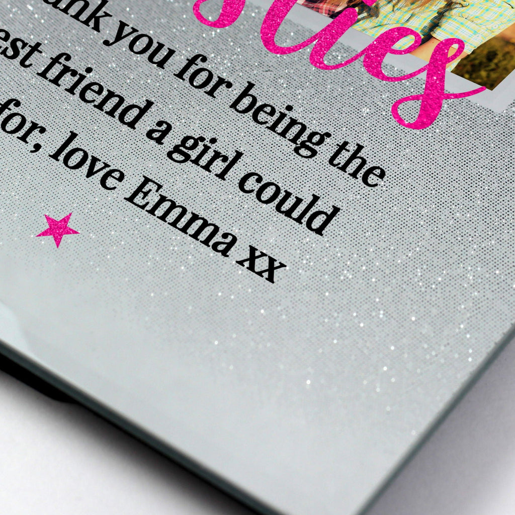 Personalised 'Bestie' 4x4 Inch Glitter Glass Photo Frame
