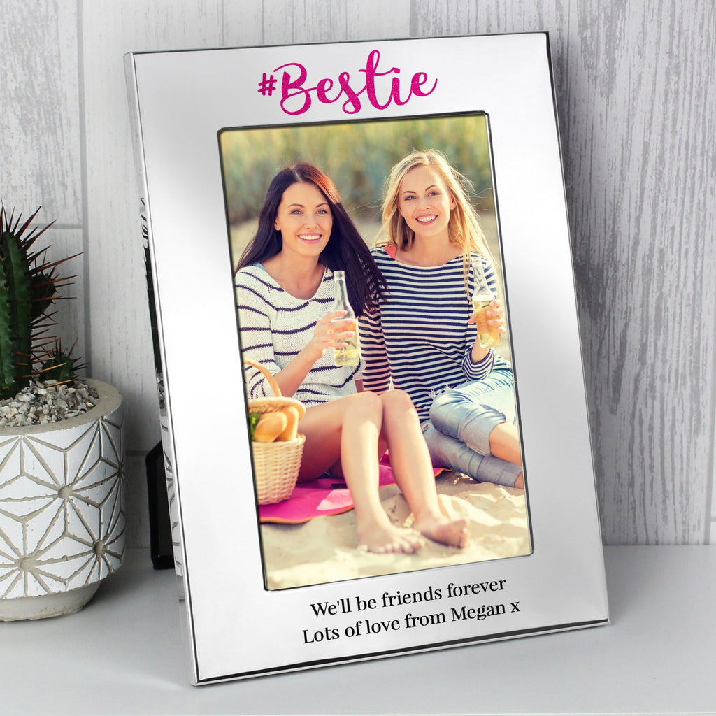 Personalised #Bestie 4x6 Inch Silver Photo Frame