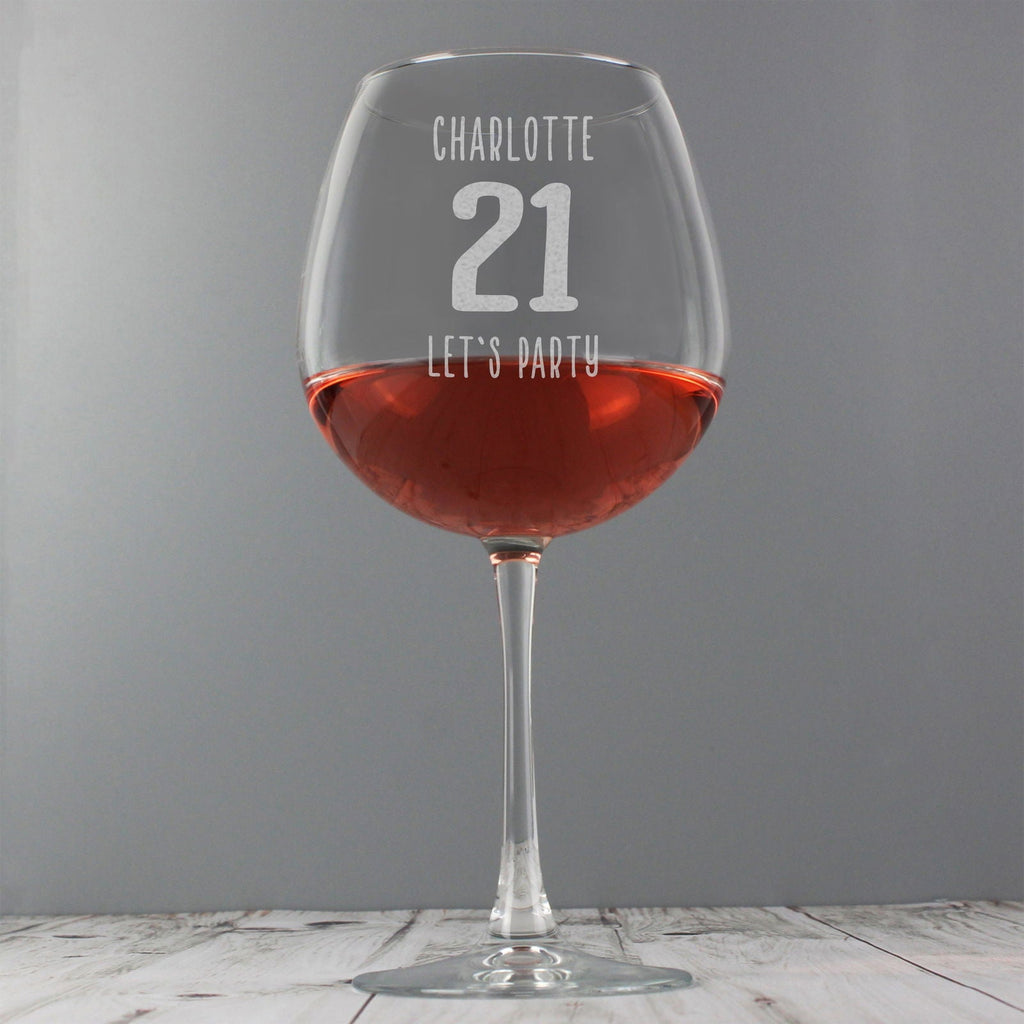 Personalised Big Age Bottle Of Wine Glass