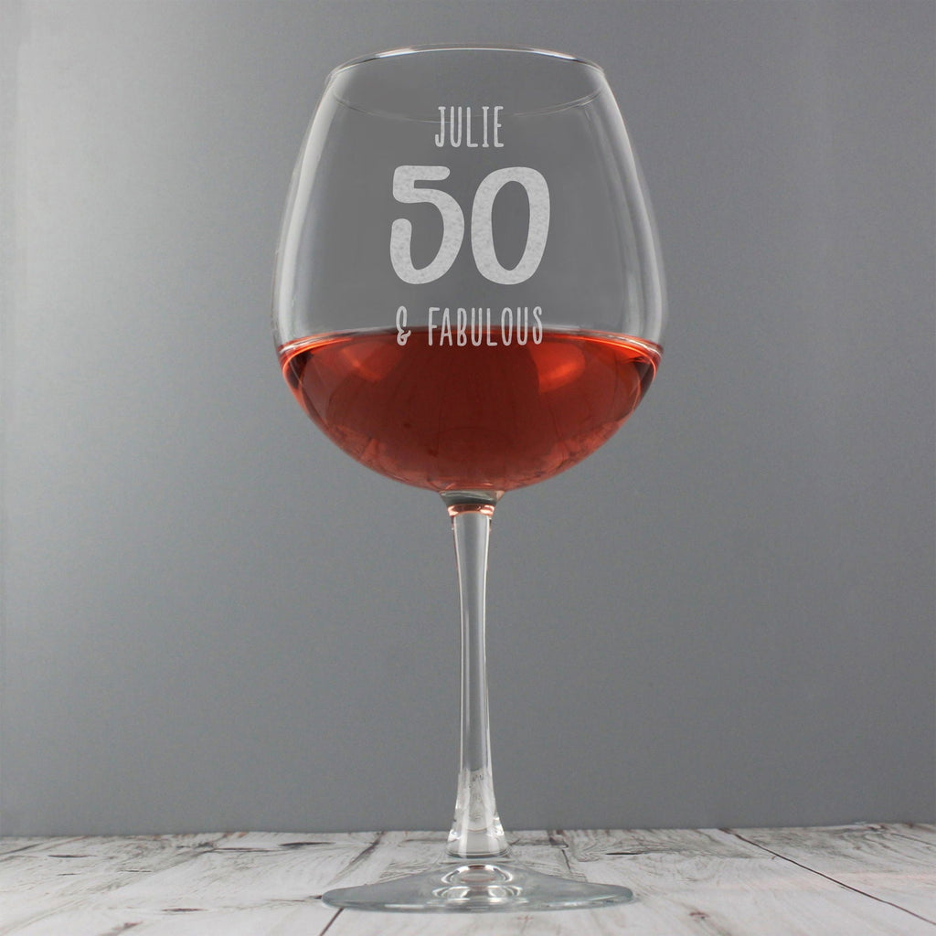 Personalised Big Age Bottle Of Wine Glass