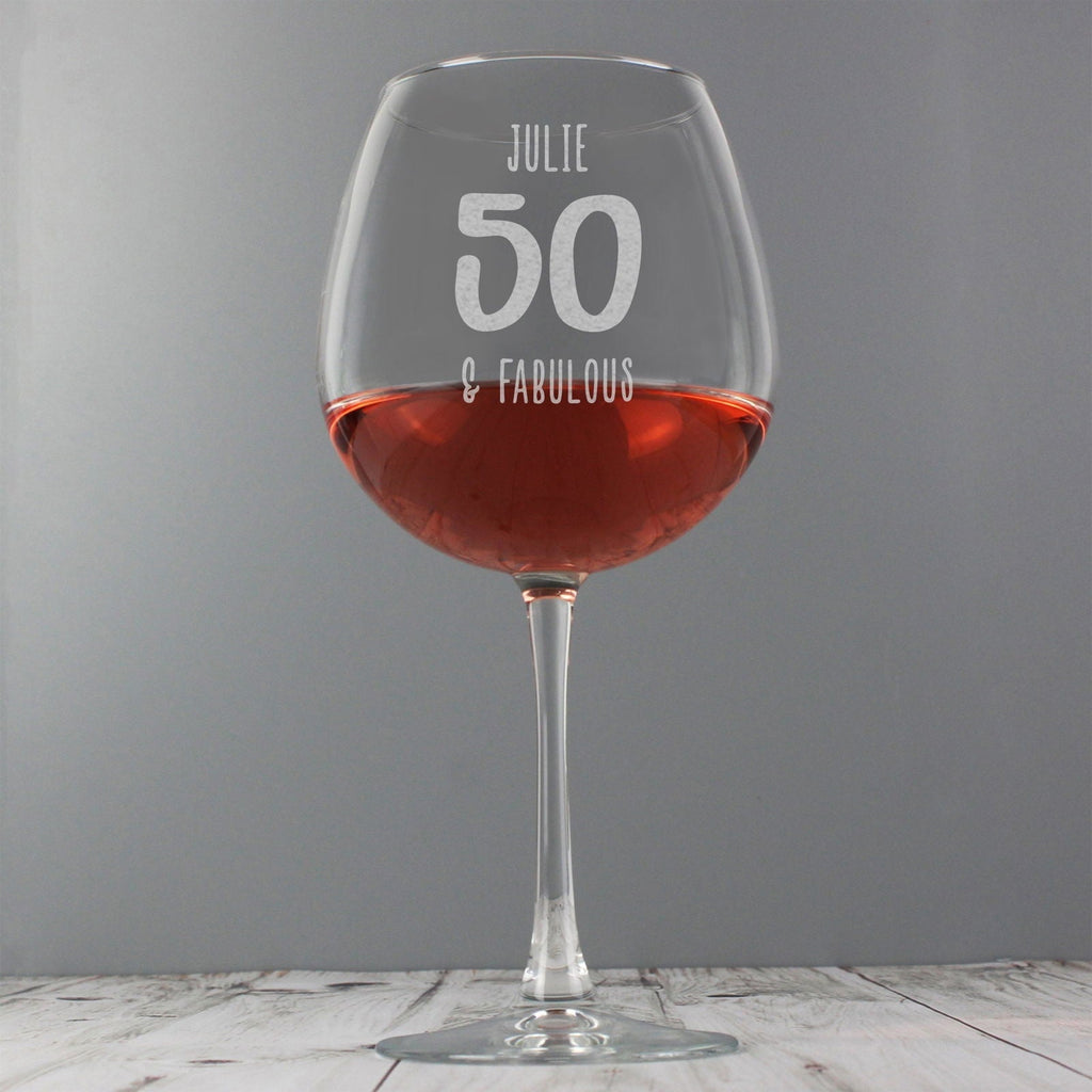 Personalised Big Age Bottle Of Wine Glass