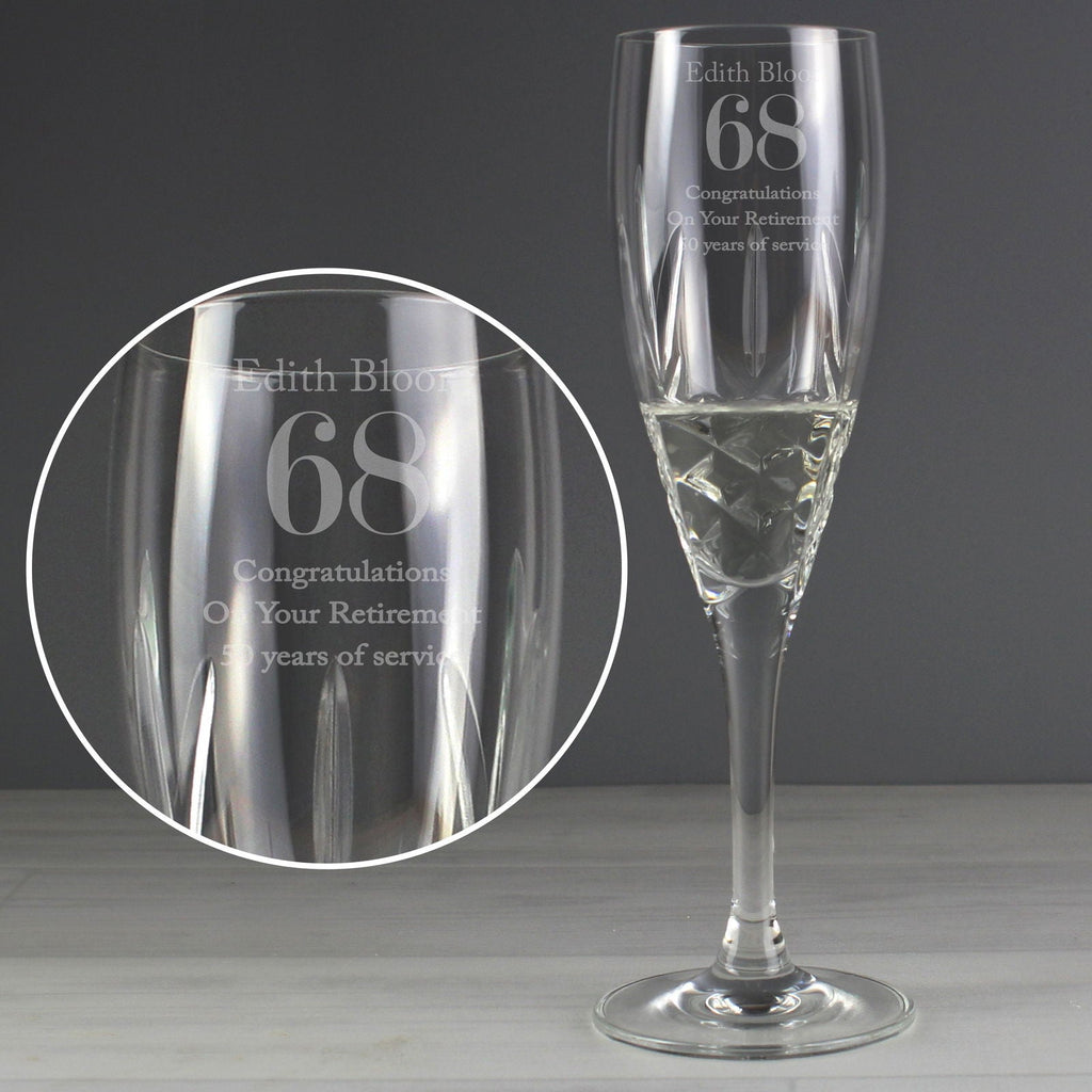 Personalised Big Age Cut Crystal Champagne Flute