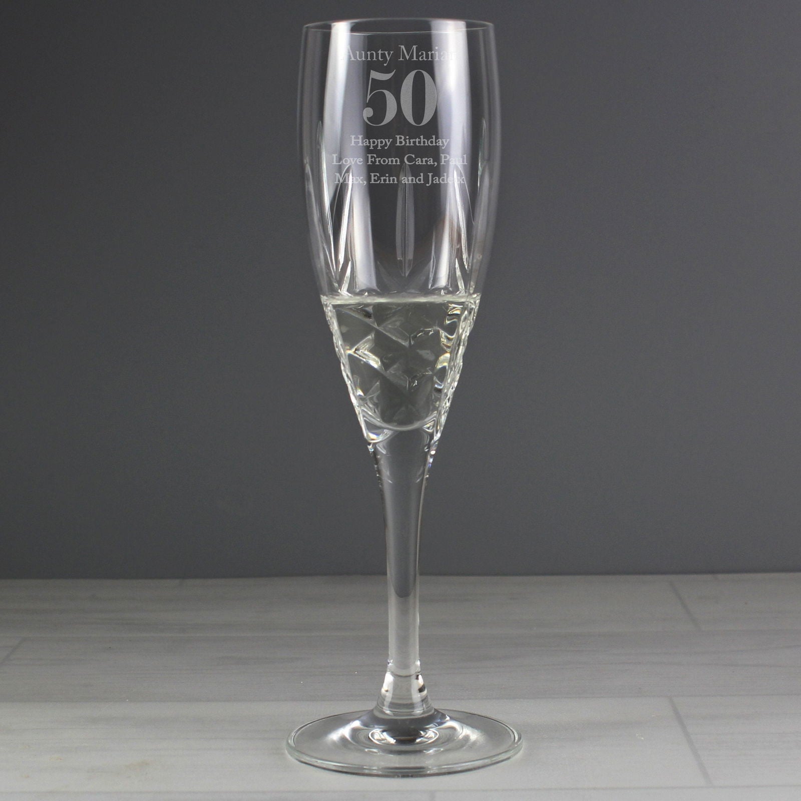 Personalised Big Age Cut Crystal Champagne Flute
