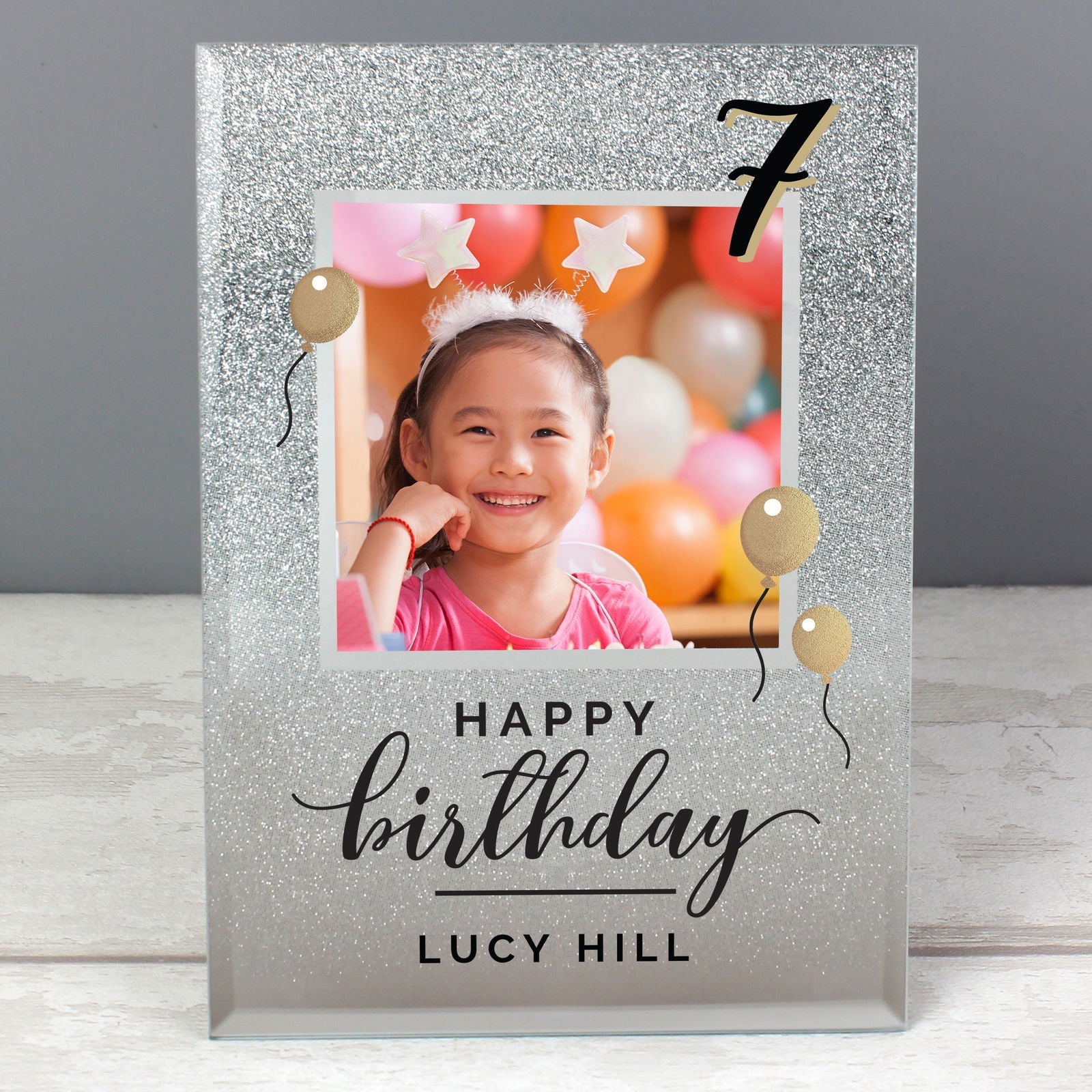Personalised Birthday 4x4 Inch Glitter Glass Photo Frame
