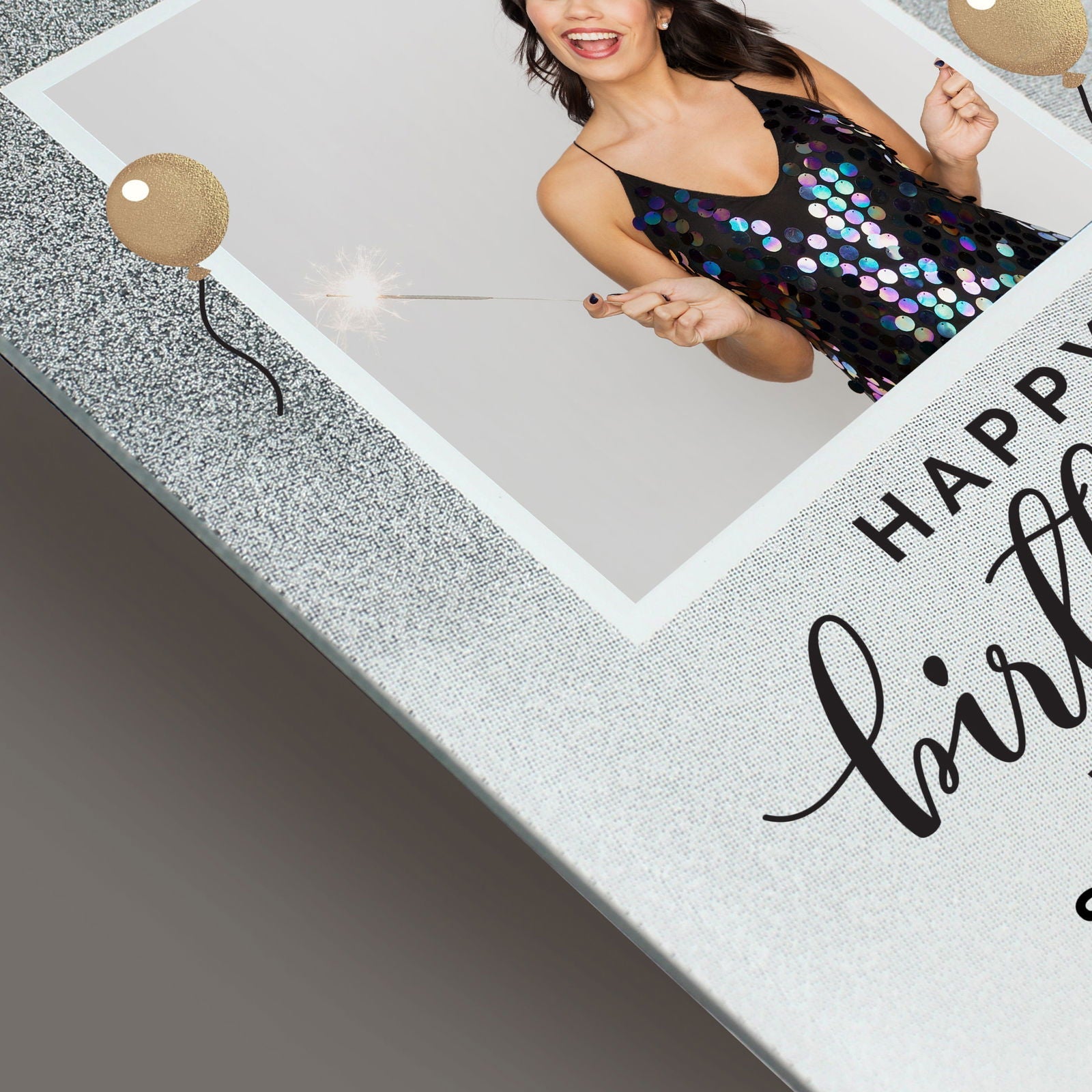 Personalised Birthday 4x4 Inch Glitter Glass Photo Frame