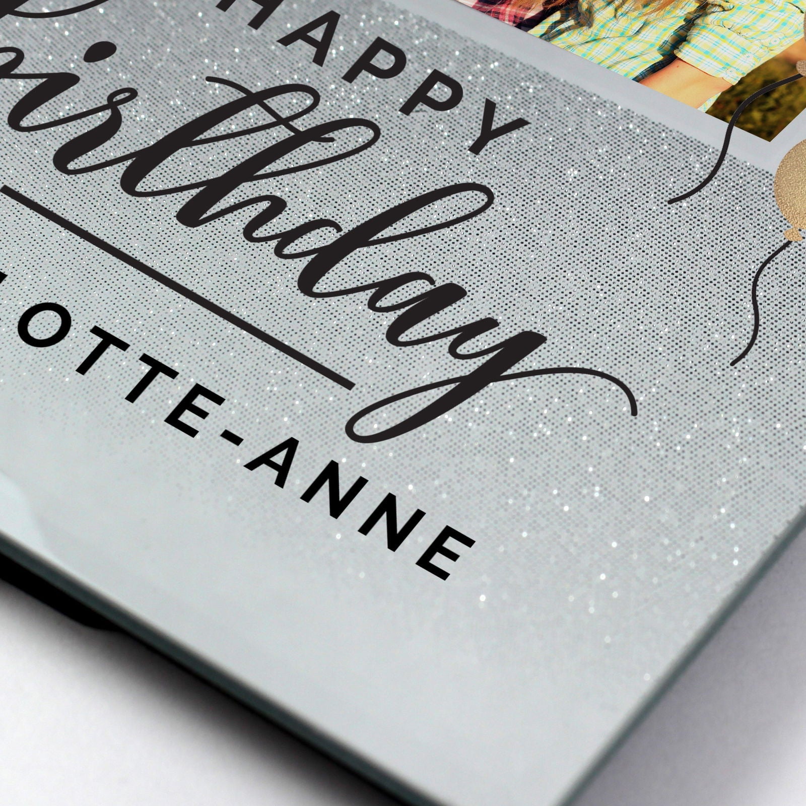 Personalised Birthday 4x4 Inch Glitter Glass Photo Frame